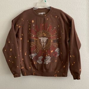 BROOKS & DUNN Women’s Graphic Bleach Washed Fleece Lined Oversized Pullover XL